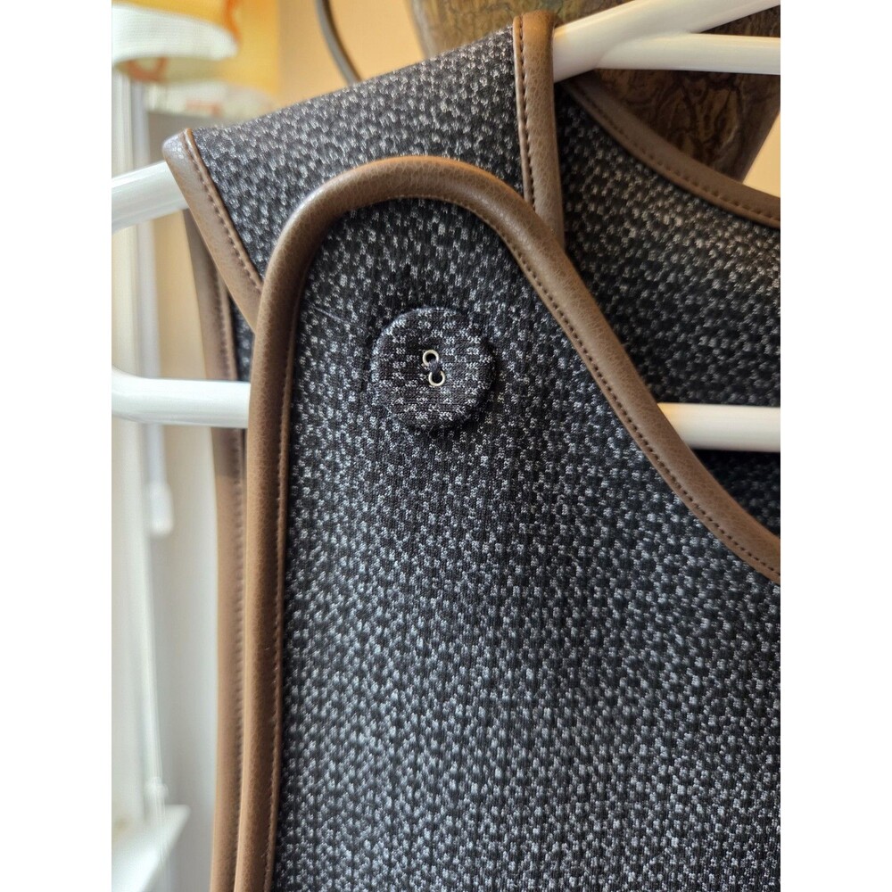 J. McLaughlin Dinah Shift Dress XL Black Off-White Faux Leather Trim Tweed NWOT - Picture 4 of 8